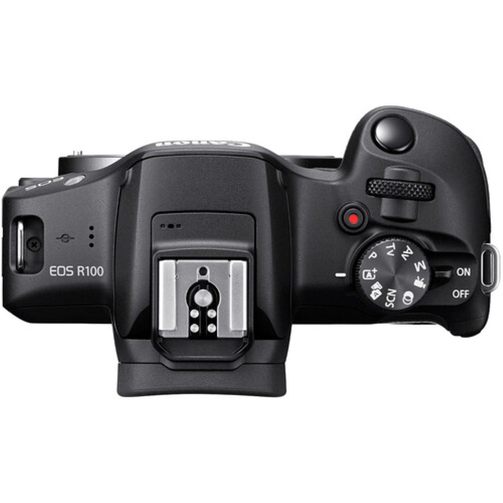Canon EOS R100 Mirrorless Camera with 18-45mm Lens Bundled with 64GB Memory Card & Camera Bag (3 Items)