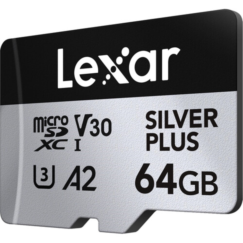 Lexar 64GB Professional SILVER PLUS UHS-I microSDXC Memory Card with SD Adapter