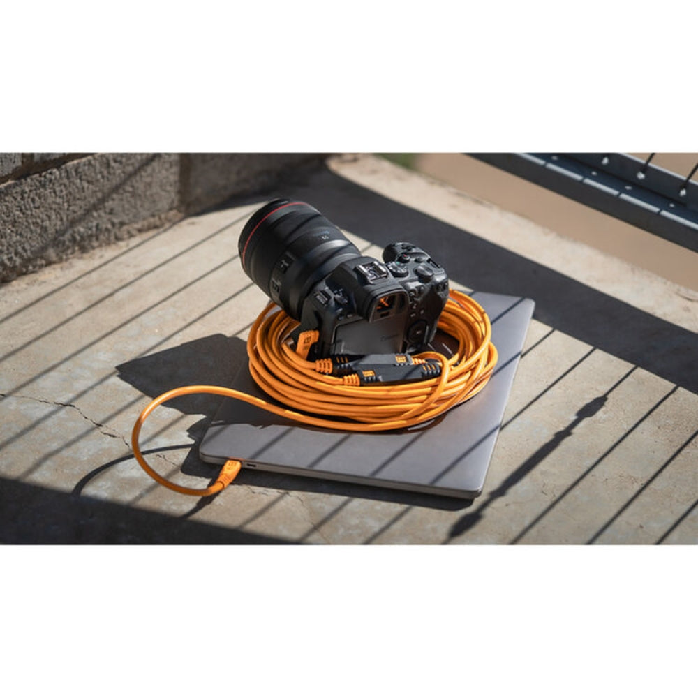 Tether Tools TetherPro Optima 10G TetherBoost Locking USB-C Extension Cable | 16', High-Visibility Orange