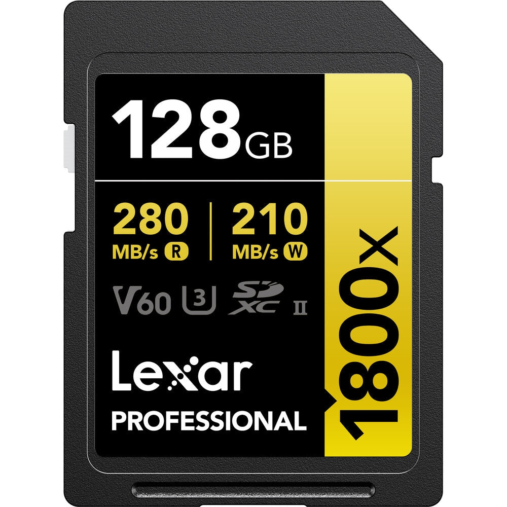 Lexar 128GB Professional 1800x UHS-II SDXC Memory Card | GOLD Series