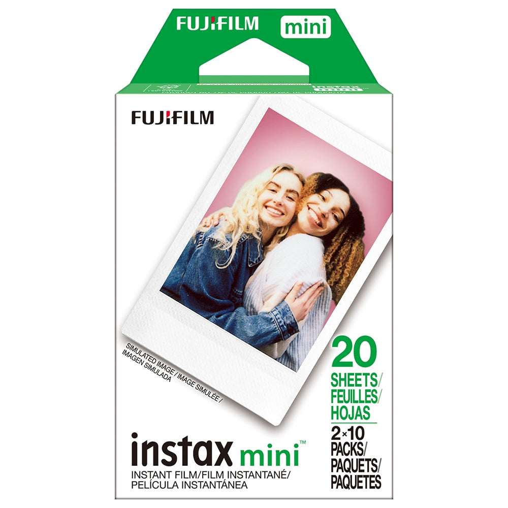 Fujifilm Instax Mini Evo Cinema Hybrid Instant Camera Bundle with 20 Exposures Mini Instant Film + 64GB Micro SD Card + Mini Album, Borders, Stickers & Clips (5 Items)