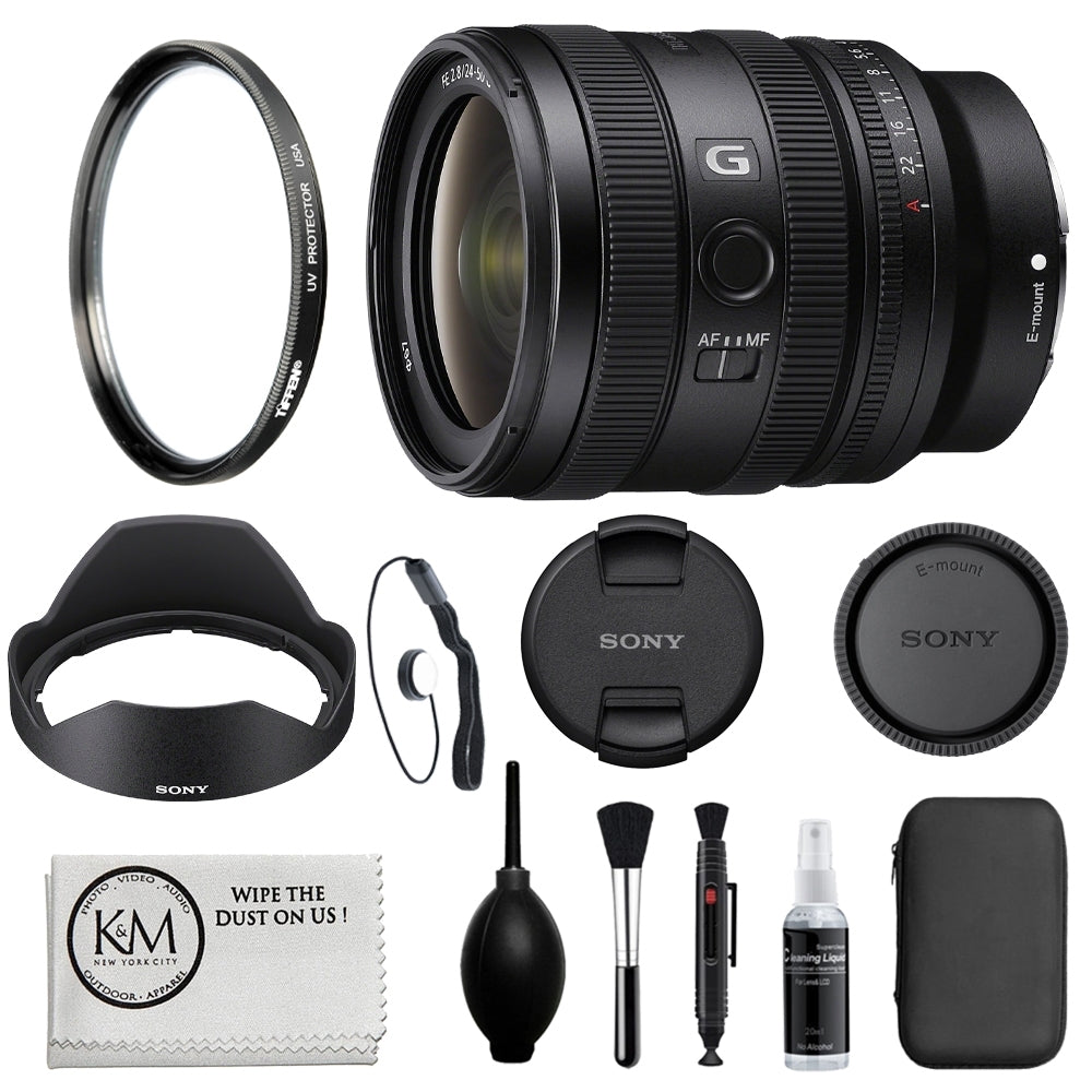 Sony FE 24-50mm f/2.8 G Lens Compatible with Sony E Mount Bundled with 67mm Filter + Lens Cap Keeper + Deluxe Cleaning Kit - Blower, Lens Pen, Brush & Case + Cleaning Cloth