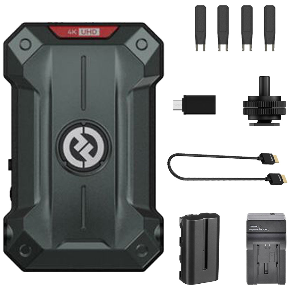 Hollyland Pyro Ultra 4K HDMI/SDI Wireless Video Transmitter Bundle with Battery + Battery Charger + 1.8ft 4K HDMI Cable + Cleaning Cloth (5 Items)