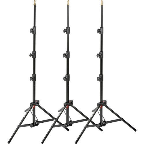 Manfrotto Alu Mini Compact Air-Cushioned Stand Quick Stack 3-Pack | Black, 7'