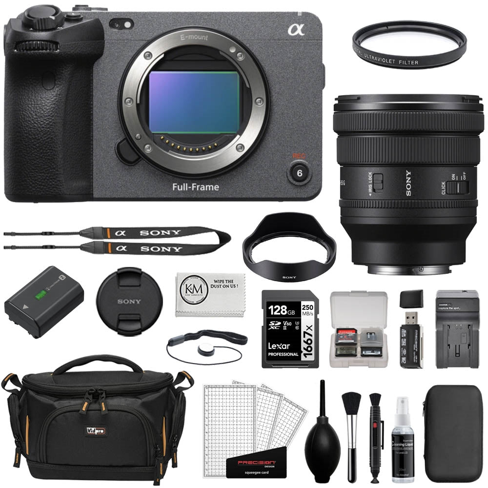 Sony FX3 Full-Frame Cinema Camera Bundle with Sony FE PZ 16-35mm f/4 G Lens + 128GB Memory Card + Sony Battery + Battery Charger + Memory Card Reader + Camera Bag + Cleaning Kit (13 Items)