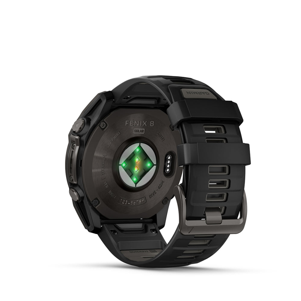 Garmin fenix 8 Solar 47mm Smartwatch | Carbon Gray with Black/Pebble Gray Band