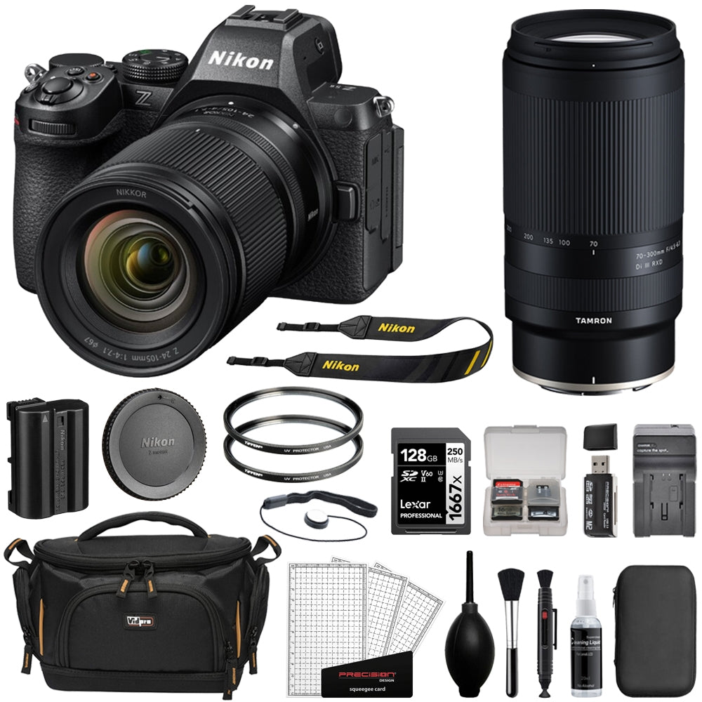 Nikon Z5 II Mirrorless Camera with NIKKOR Z 24-50mm f/4-6.3 Lens Bundle with 128GB Card + UV Filter + Card Reader + Card Case Lens Cap Keeper + Cleaning Kit + Camera Bag + Cloth (10 Items)