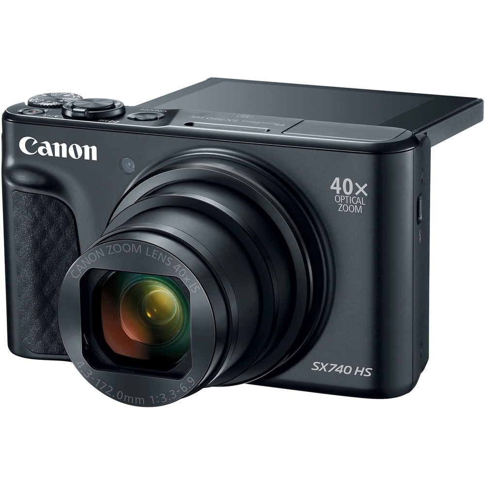 Canon PowerShot SX740 HS Digital Camera | Black Bundled with 64GB Memory Card + Digital Camera Pouch + Cleaning Kit - Blower, Lens Pen, Brush & Case (4 Items)