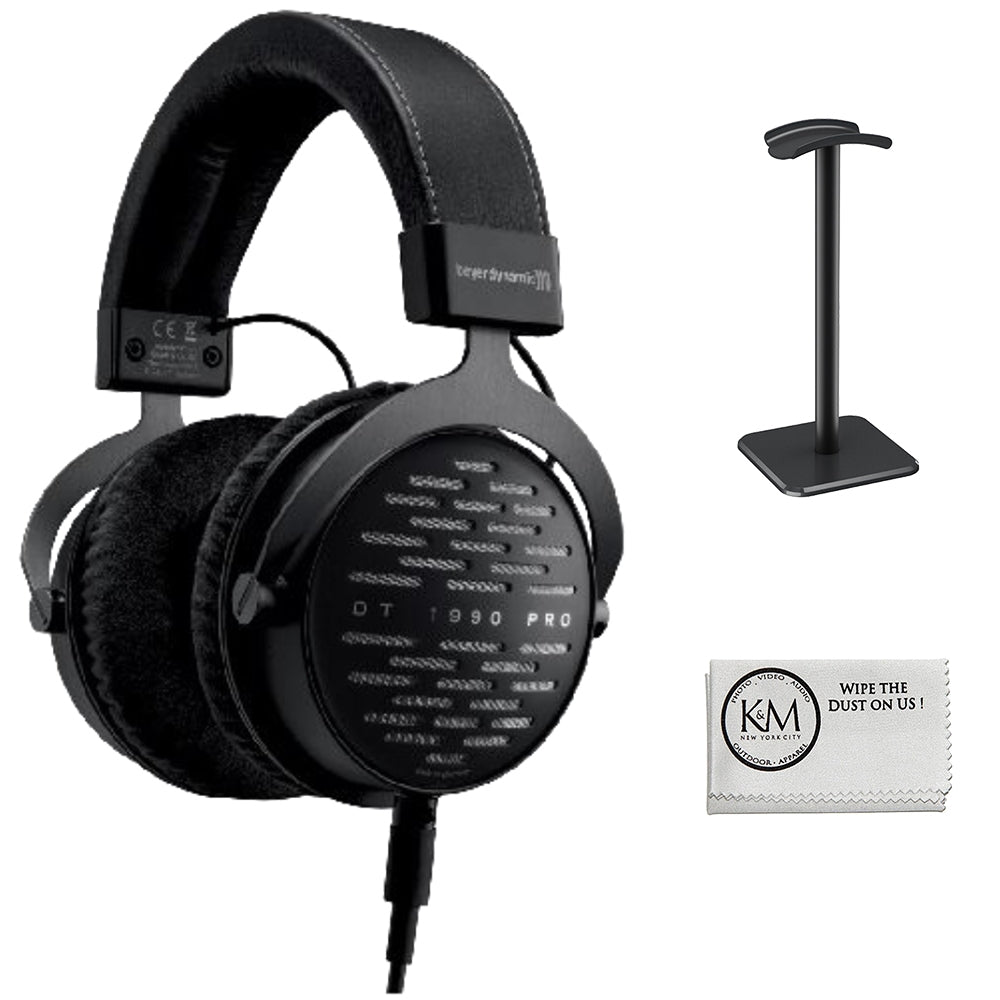 BeyerDynamic DT 1990 Pro Open Studio Headphones Bundle with Headphones Stand + Microfiber Cleaning Cloth (3 Items)