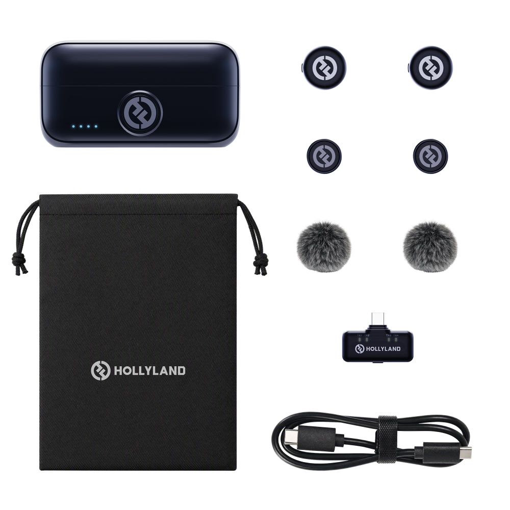 Hollyland LARK M3 Combo 2TX&1RX Wireless Microphone System with 2 Clip-On Mic/Transmitters & 1 USB Receiver | 2.4 GHz