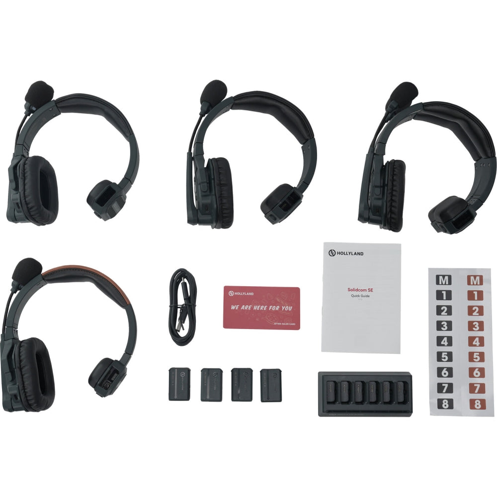 Hollyland Solidcom SE Global 4S 4-Person Full-Duplex Single-Ear Noise-Canceling Headset Intercom System | 2.4 GHz