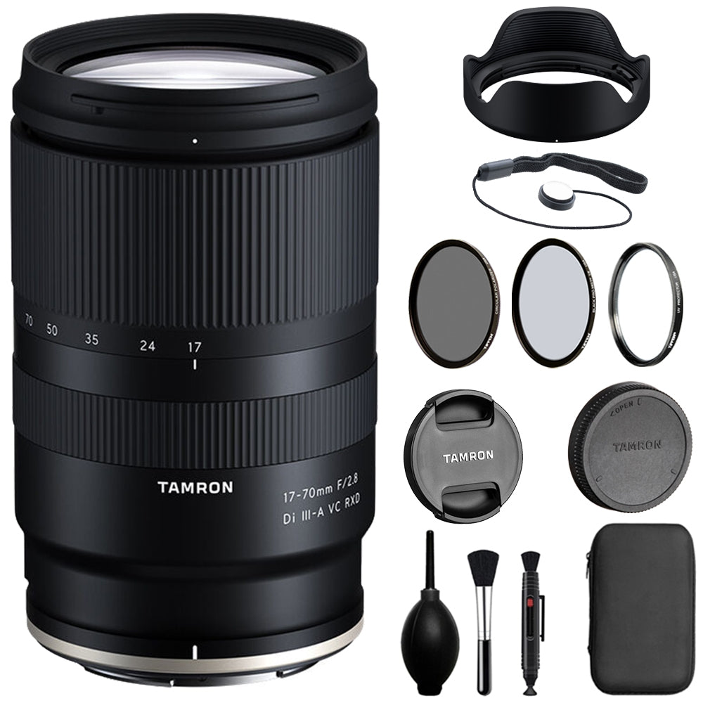 Tamron 17-70mm f/2.8 Di III-A VC RXD Lens Compatible with Z Mount Bundle with Filter Set - UVP, CP, Black Pro-Mist 1/8 + Lens Cap Keeper + Cleaning Kit - Blower, Lens Pen & Brush (5 Items)