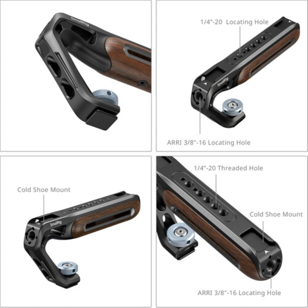 SmallRig Wooden Top Handle with Cold Shoe Mount