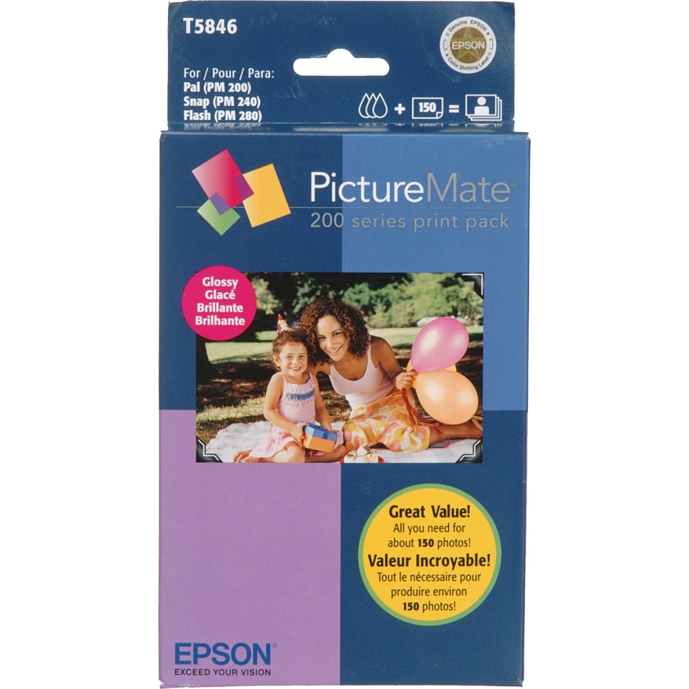 Epson T5846 PictureMate 200-Series Glossy Print Pack | 4 x 6" - 150 Prints