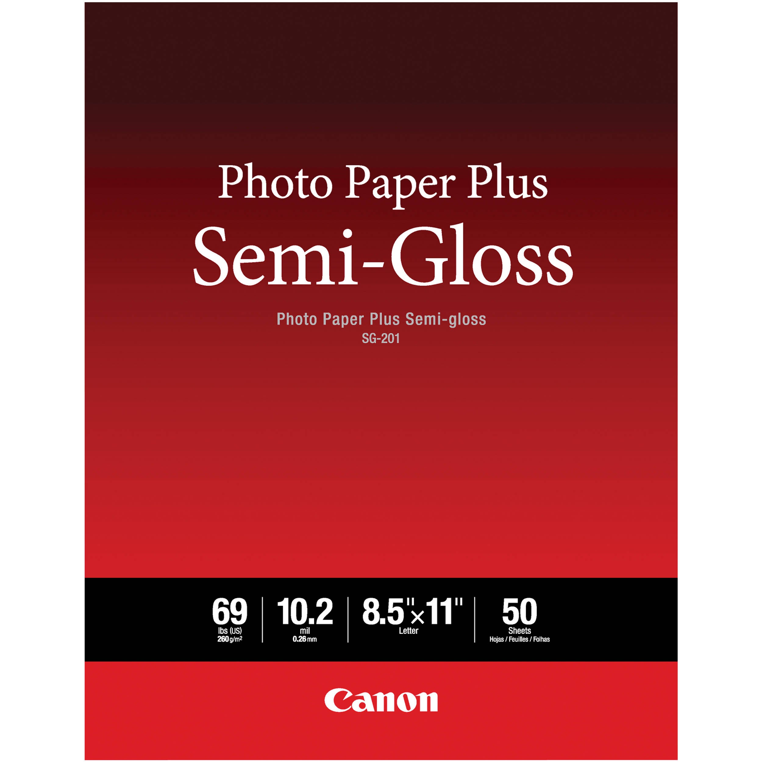 Canon SG-201 Photo Paper Plus Semi-Gloss | 8.5 x 11", 50 Sheets