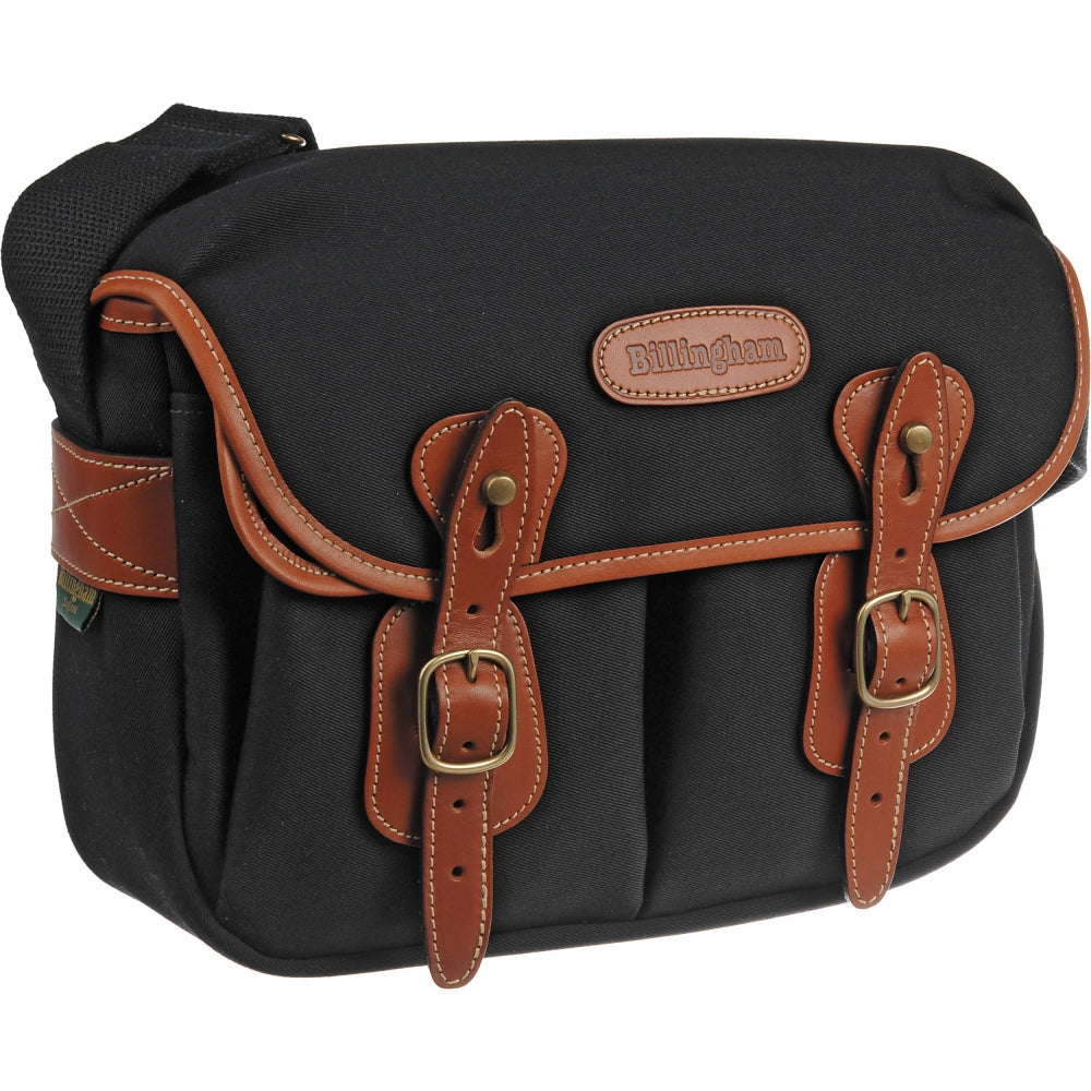 Billingham Small Hadley Shoulder Bag | Black with Tan Leather Trim