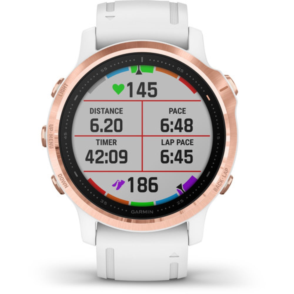 Garmin fenix 6S Multisport GPS Smartwatch | 42mm, Pro, Rose Gold-Tone / White Band