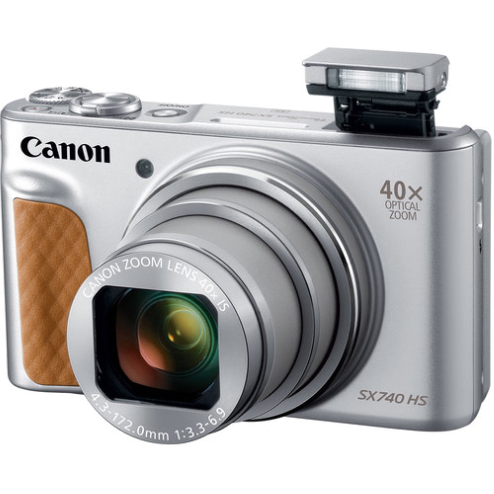 Canon PowerShot SX740 HS Digital Camera | Silver Bundled with 64GB Memory Card + Digital Camera Pouch + Cleaning Kit - Blower, Lens Pen, Brush & Case (4 Items)