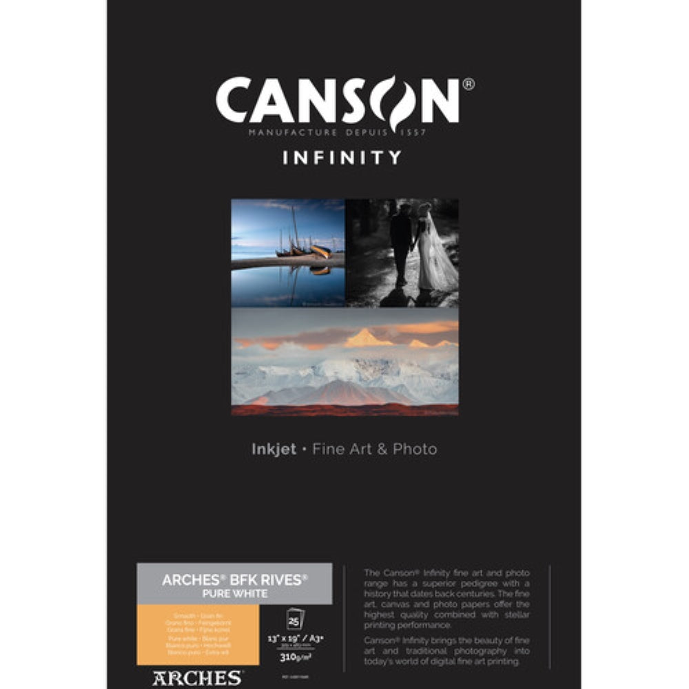 Canson Infinity ARCHES BFK Rives Pure White Photo Paper | 13 x 19", 25 Sheets