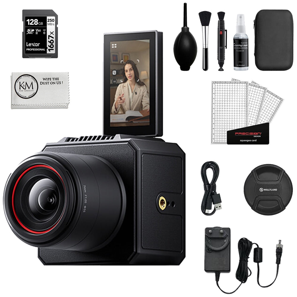 Hollyland VenusLiv Air All-in-One Live Streaming Camera Bundle with 128GB Memory Card + Screen Protector + Cleaning Kit + Cleaning Cloth (4 Items)