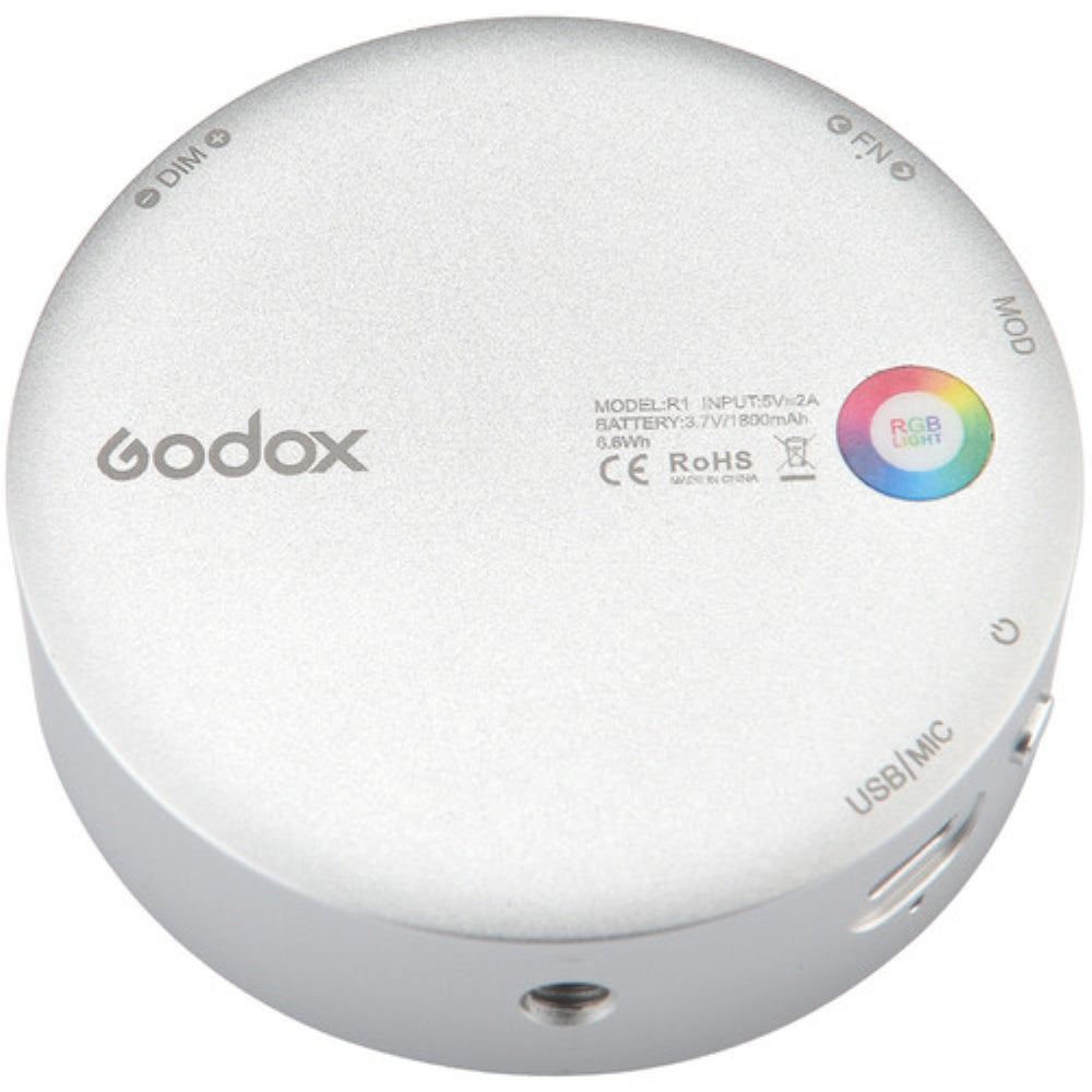 Godox Round Mini RGB LED Magnetic Light | Silver