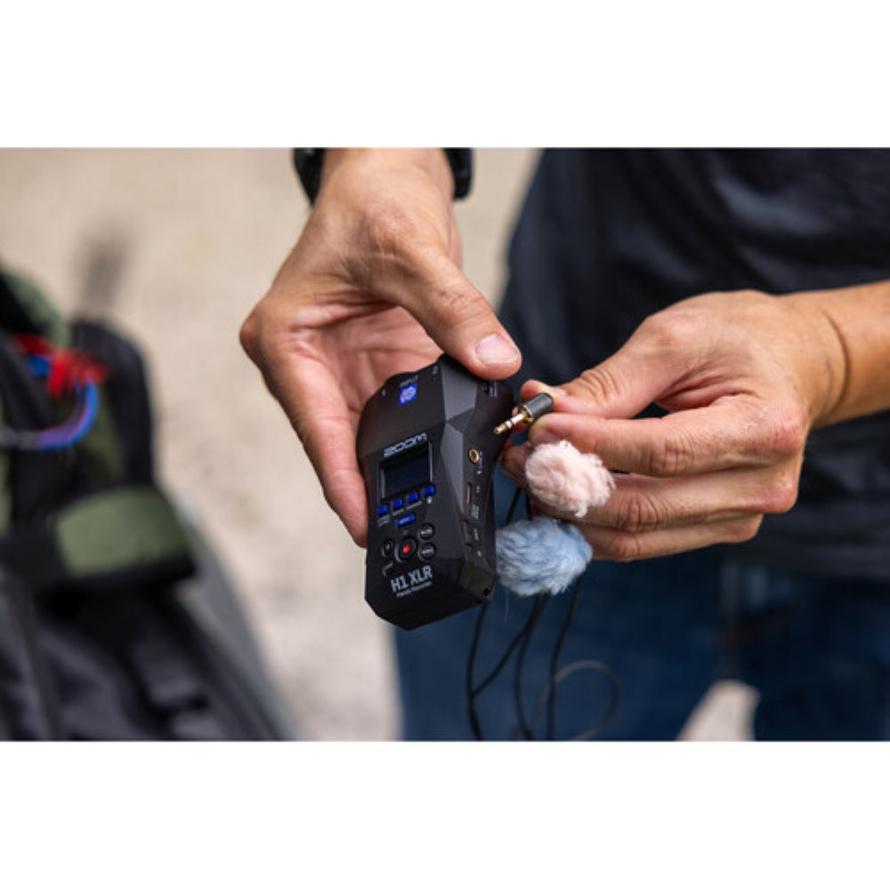 Zoom H1 XLR Portable Audio Recorder for Video Bundled with 64GB Micro SD Card + XLR Cable + Headphones + Lavalier Mic + Furry Lavalier Windscreen + 4 AA Batteries + Microfiber Cloth (8 Items)