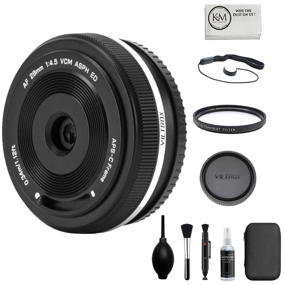 Viltrox AF 28mm f/4.5 XF Lens Compatible with FUJIFILM X Bundle with Lens Cap Keeper + Cleaning Kit + Cleaning Cloth (4 Items)