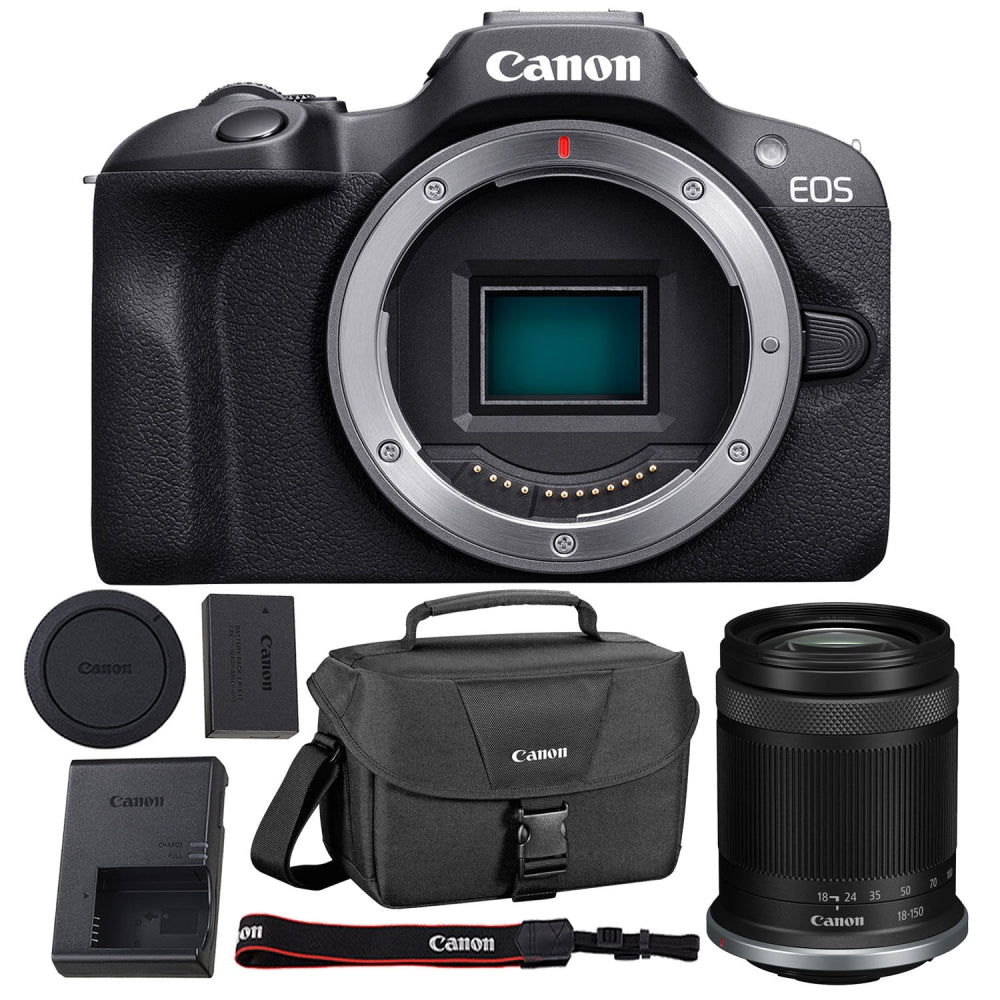 Canon EOS R100 Mirrorless Camera |Body Only Bundled with Canon RF-S 18-150mm f/3.5-6.3 IS STM Lens + Canon 200ES EOS Shoulder Bag (3 Items)