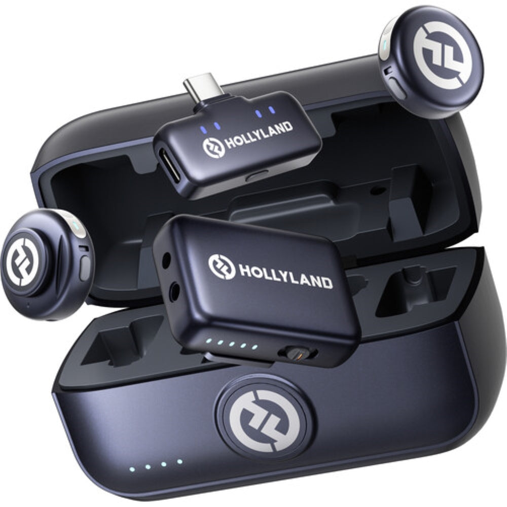 Hollyland LARK M3 Combo 2TX&2RX Wireless Microphone System with 2 Clip-On Mic/Transmitters, 1 USB Receiver & 1 Camera Receiver | 2.4 GHz