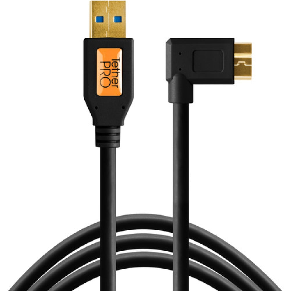 Tether Tools USB 3.0 Type-A Male to Micro-USB Right-Angle Male Cable | 1', Black