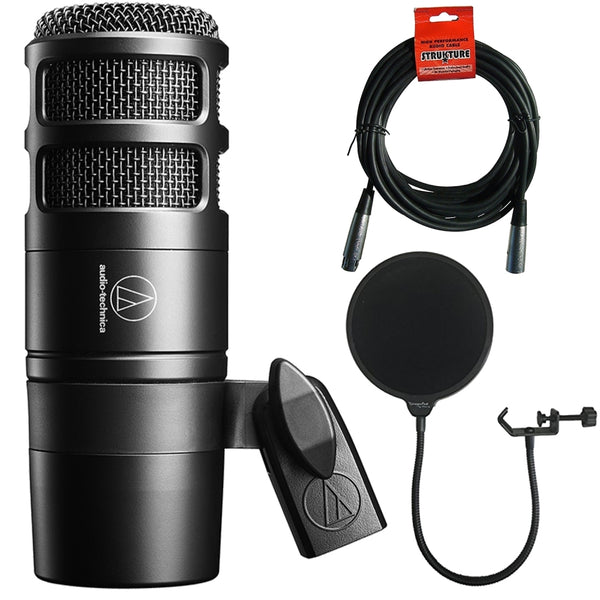 Audio-Technica AT2040 Hypercardioid Dynamic Microphone + Pop Filter + 20-Ft XLR Microphone Cable Bundle