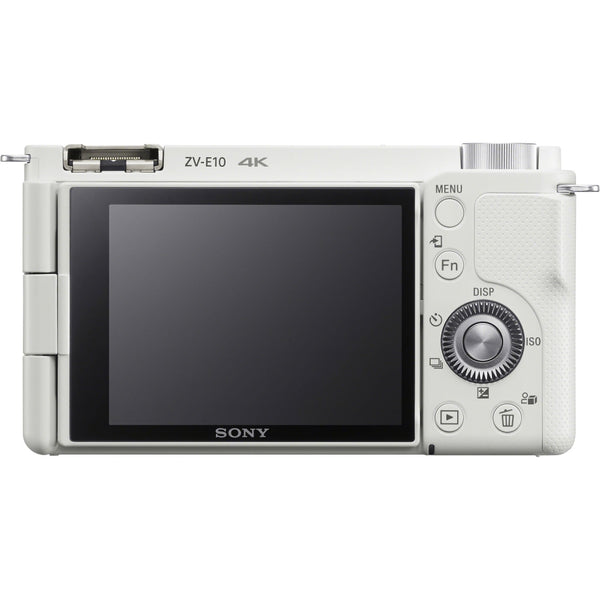 Sony ZV-E10 Mirrorless Camera with 16-50mm Lens |White +  Lowepro Camera Case |Grey + Transcend 64GB Memory Card + Striker Photo Starter Kit (11 Pieces) Bundle