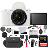 Sony ZV-E1 Mirrorless Camera with 28-60mm Lens | White Bundle with 64GB Memory Card + Photo Starter Kit (11 Pieces) + Camera Case + Cleaning Cloth (6 Items)