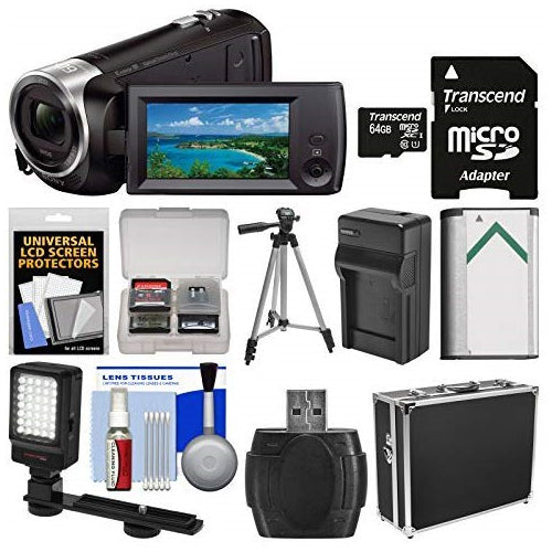 Sony Handycam HDR-CX405 1080p HD Video Camera Camcorder with 64GB Card + Hard Case + LED Light + Battery & Charger + Tripod + Kit