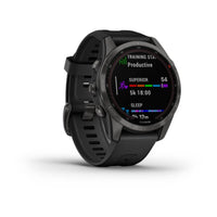 Garmin fenix 7S Sapphire Solar GPS Watch | Carbon Gray DLC Titanium with Black Band