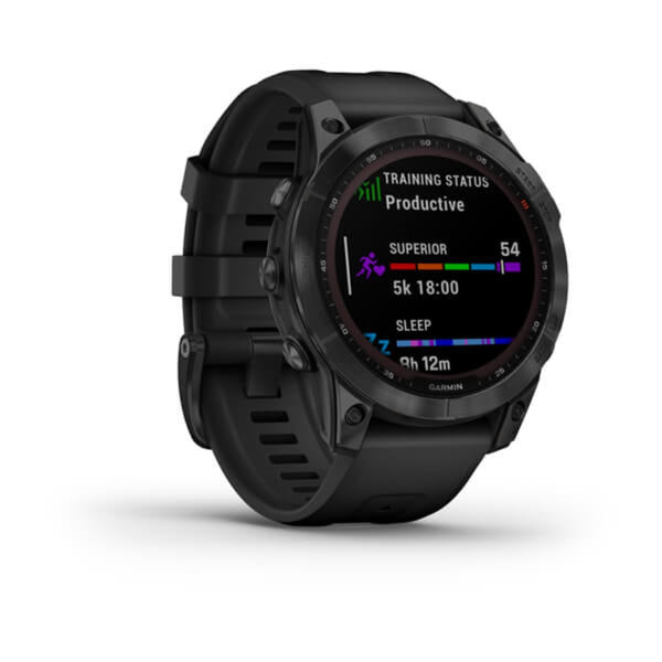 Garmin fenix 7 Sapphire Solar GPS Watch | Black DLC Titanium with Black Band