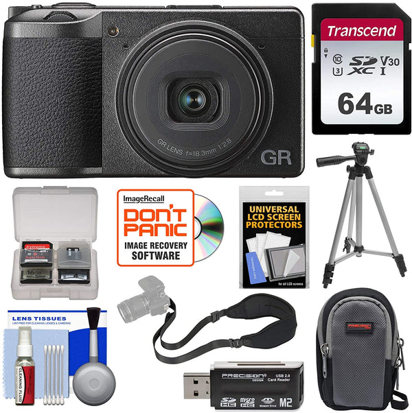 Ricoh GR III APS-C Wi-Fi Digital Camera with 64GB Card + Case + Tripod + Strap + Kit