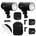Profoto B10X OCF Flash Duo Kit + Li-Ion Battery + 24in Umbrella | Black/White Bundle