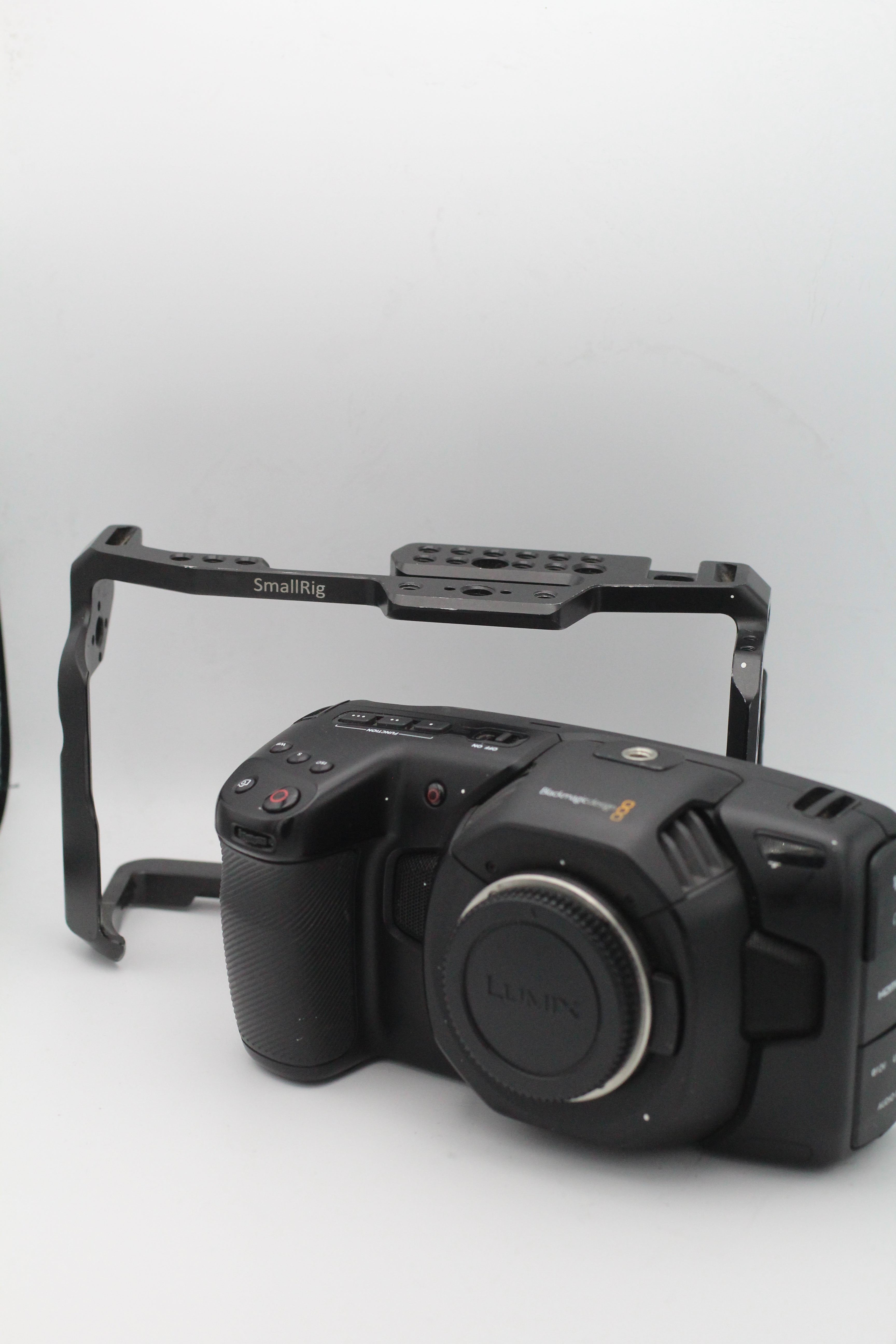 Used BlackMagic Pocket Camera 4k (missing battery door) & SmallRig Full Cage for BlackMagic - Used Good