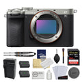 Sony a7C II Mirrorless Camera | Silver Bundle with 64GB Memory Card + Battery and Charger + Screen Protectors + Cleaning Cloth (7 Items)