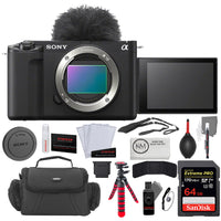 Sony ZV-E1 Mirrorless Camera (Black) Bundled with 64GB Memory Card + Photo Starter Kit (11 Pieces) + Camera Case + Tripod 12" Flexipod + Cleaning Cloth (6 Items)