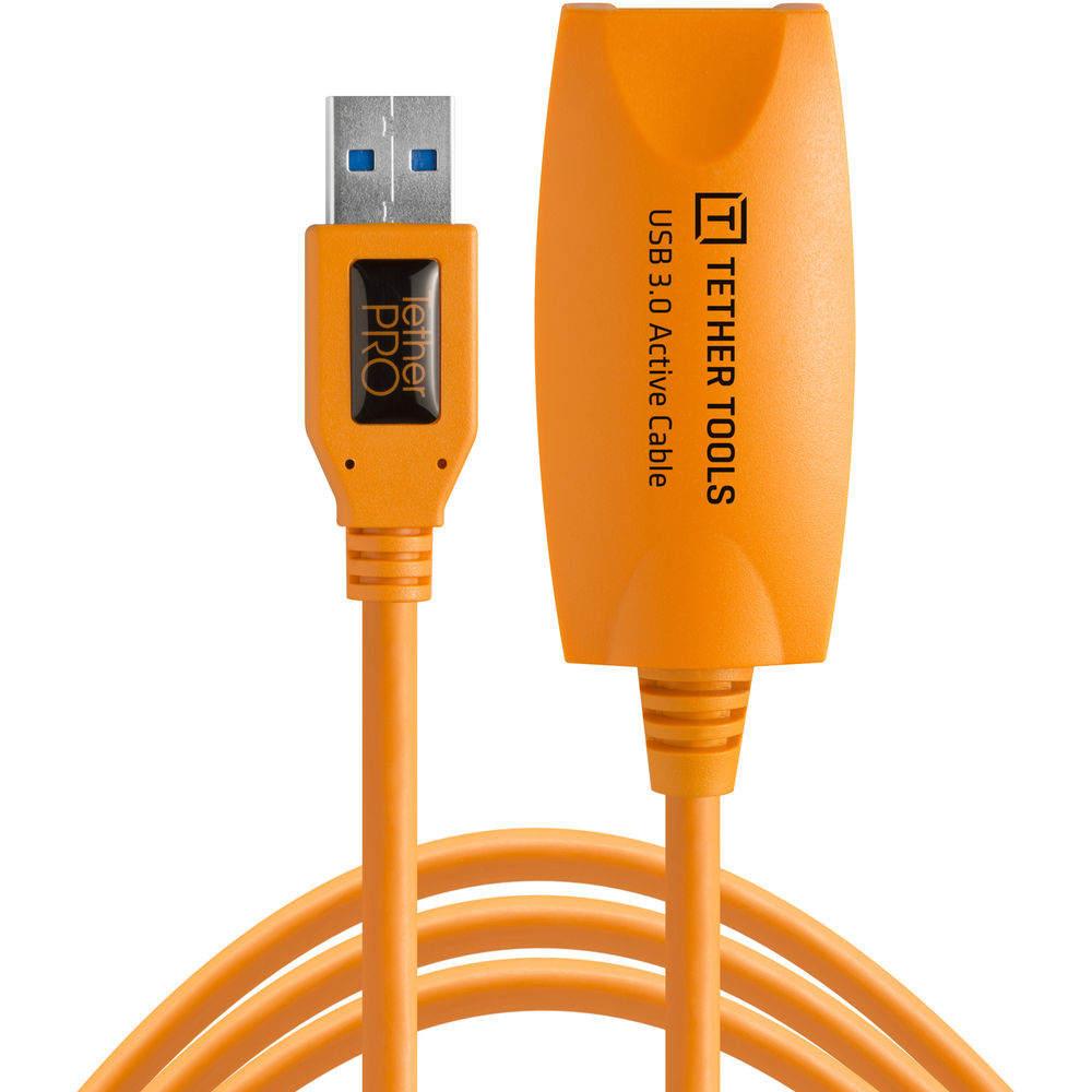 Tether Tools TetherPro USB 3.0 Active Extension Cable | 16', Hi-Visibility Orange