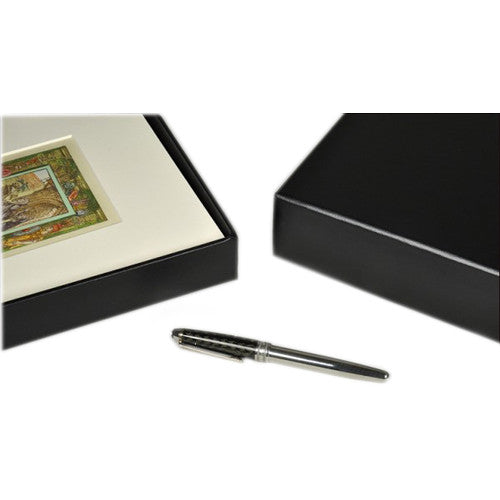 Archival Methods Onyx Portfolio Box | 5 x 7 x 1.4", Black Buckram with White Interior