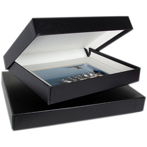 Archival Methods Onyx Portfolio Box | 5 x 7 x 1.4", Black Buckram with White Interior