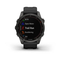 Garmin fenix 7S Sapphire Solar GPS Watch | Carbon Gray DLC Titanium with Black Band