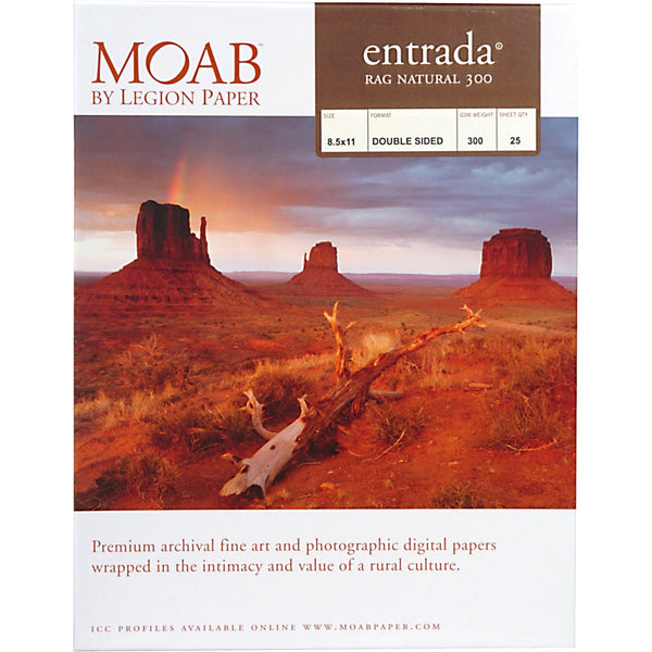 Moab Entrada Rag Natural 300 Paper | 8.5 x 11", 25 Sheets
