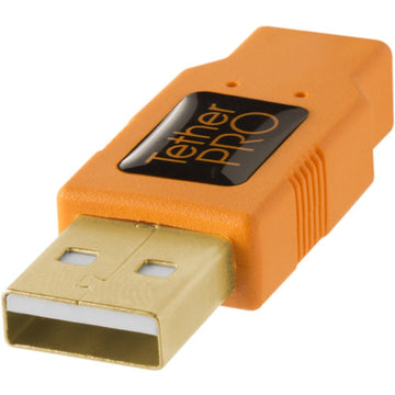 Tether Tools TetherPro USB 2.0 Type-A Male to Mini-B Male Cable | 15', Orange