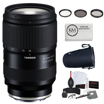 Tamron 28-75mm f/2.8 Di III VXD G2 Lens for Sony E + 3-Piece HD Filter Set + Large Lens Pouch + Photo Starter Kit + Microfiber Cloth Bundle