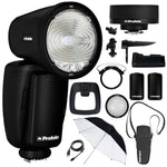 Profoto A10 AirTTL-F Studio Light for FUJIFILM + Battery for A1X + 24in Umbrella |Black/White + Umbrella Bracket Bundle