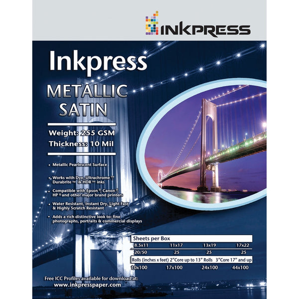 Inkpress Media Metallic Satin Printing Paper | 8.5 x 11", 20 Sheets